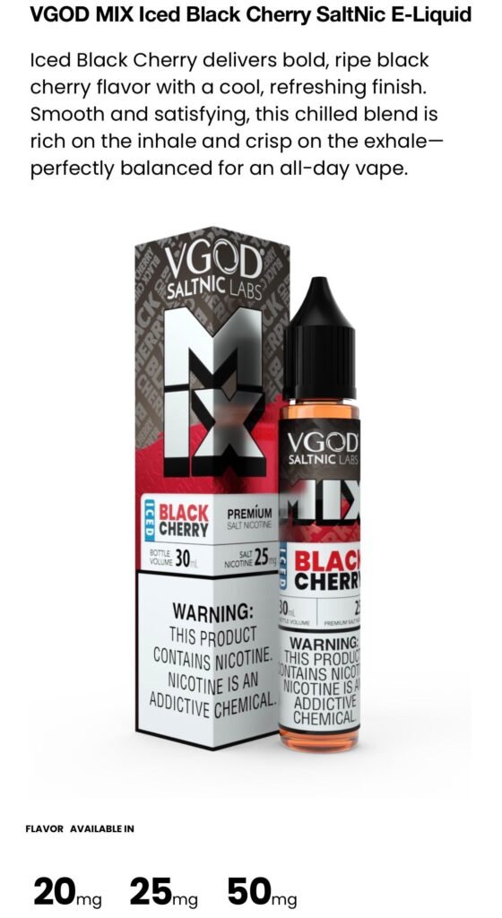 VGOD SALT ICE BLACK CHERRY MIX 25MG 30ML