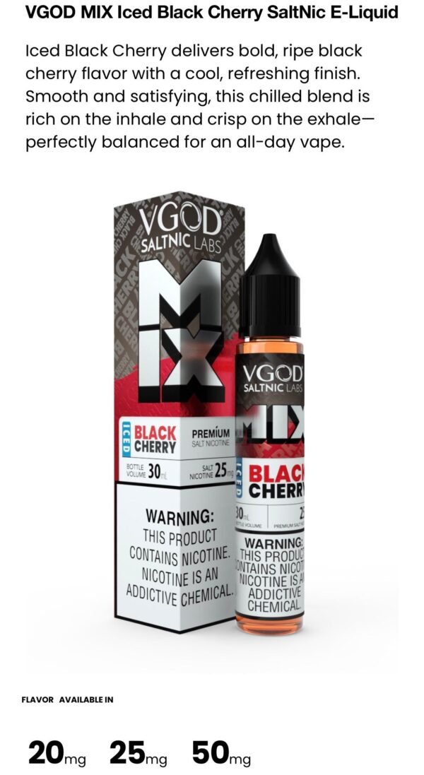 VG BL CH VGOD SALT ICE BLACK CHERRY MIX 25MG 30ML