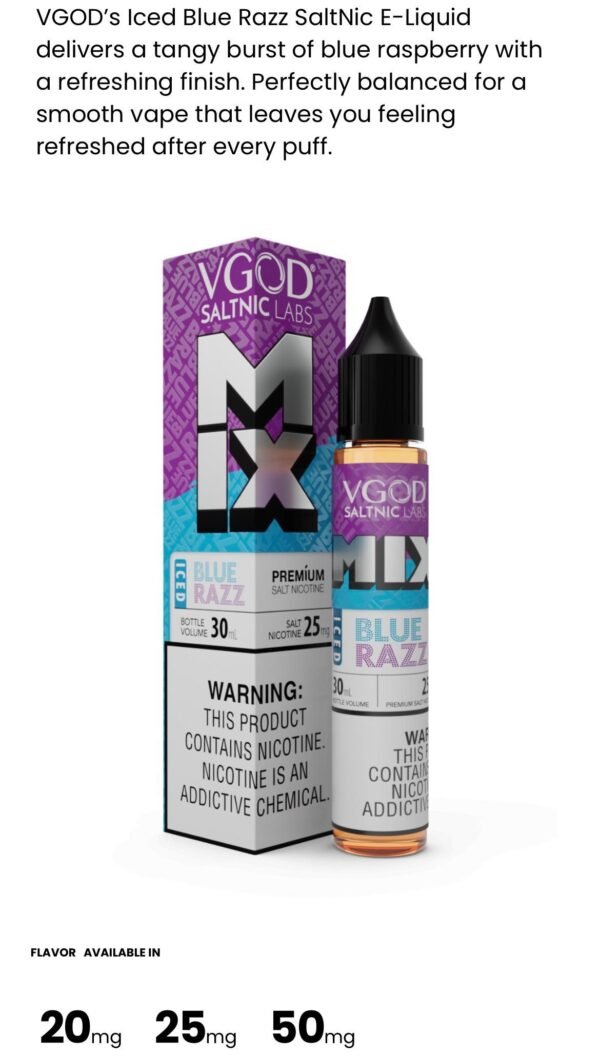 VGOD SALT ICE BLUE RAZZ MIX 25MG 30ML