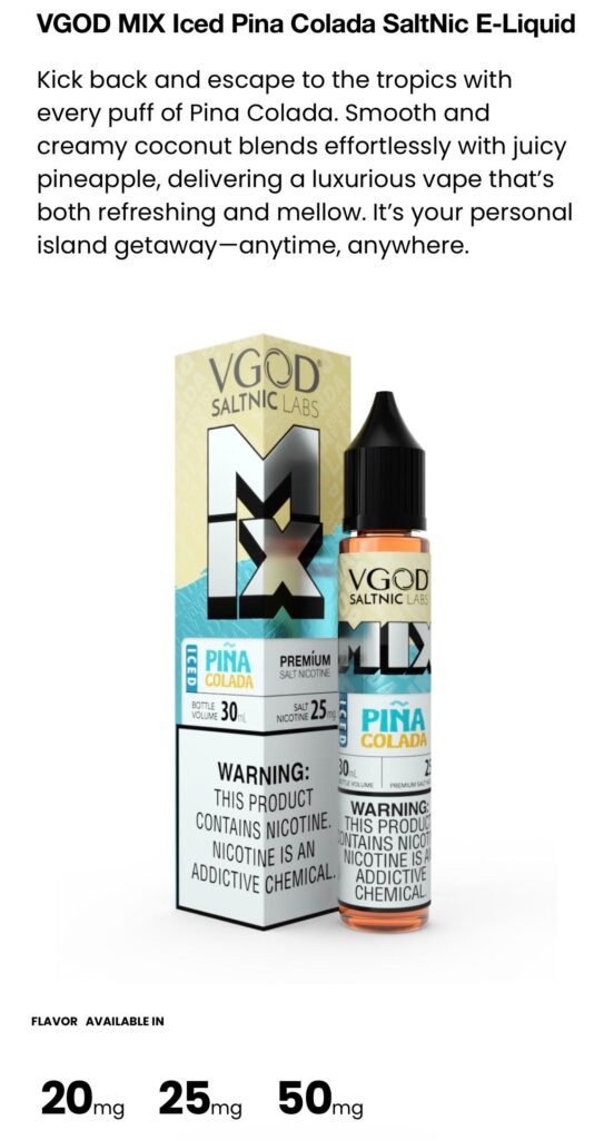 VGOD SALT ICE PINA COLADA MIX 25MG 30ML